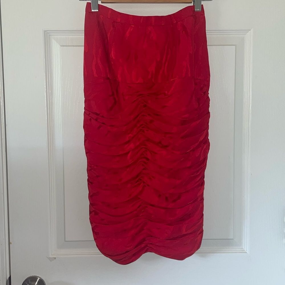 Vicky Tiel Silk Taffeta Red Tiger print dress size 38 medium Devil Wears Prada